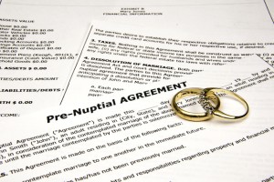 re-nuptial agreement with wedding bands.